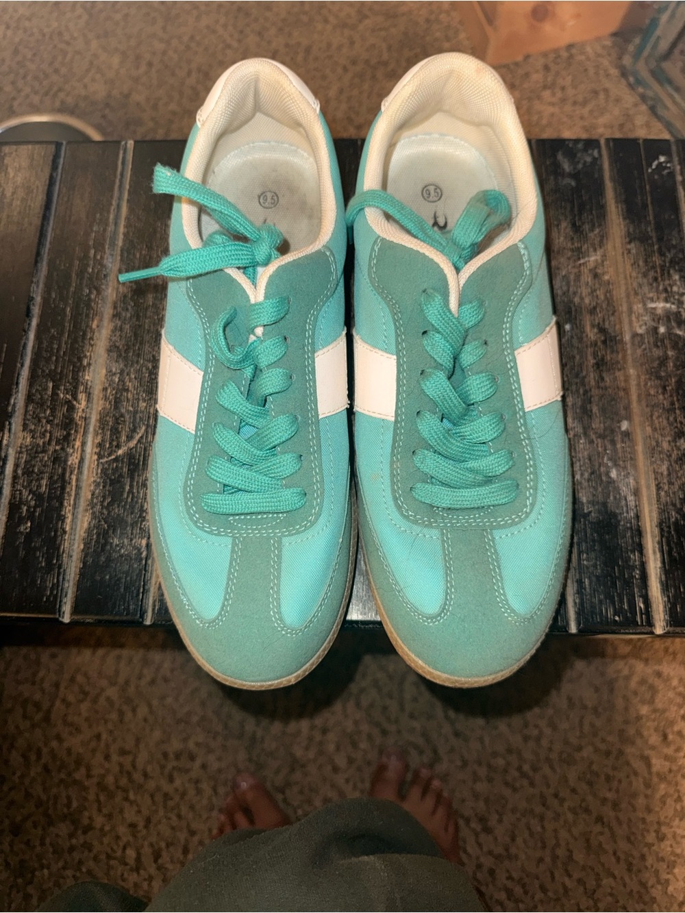 Women’s Teal Lace-Up Casual Sneakers - White Accent
